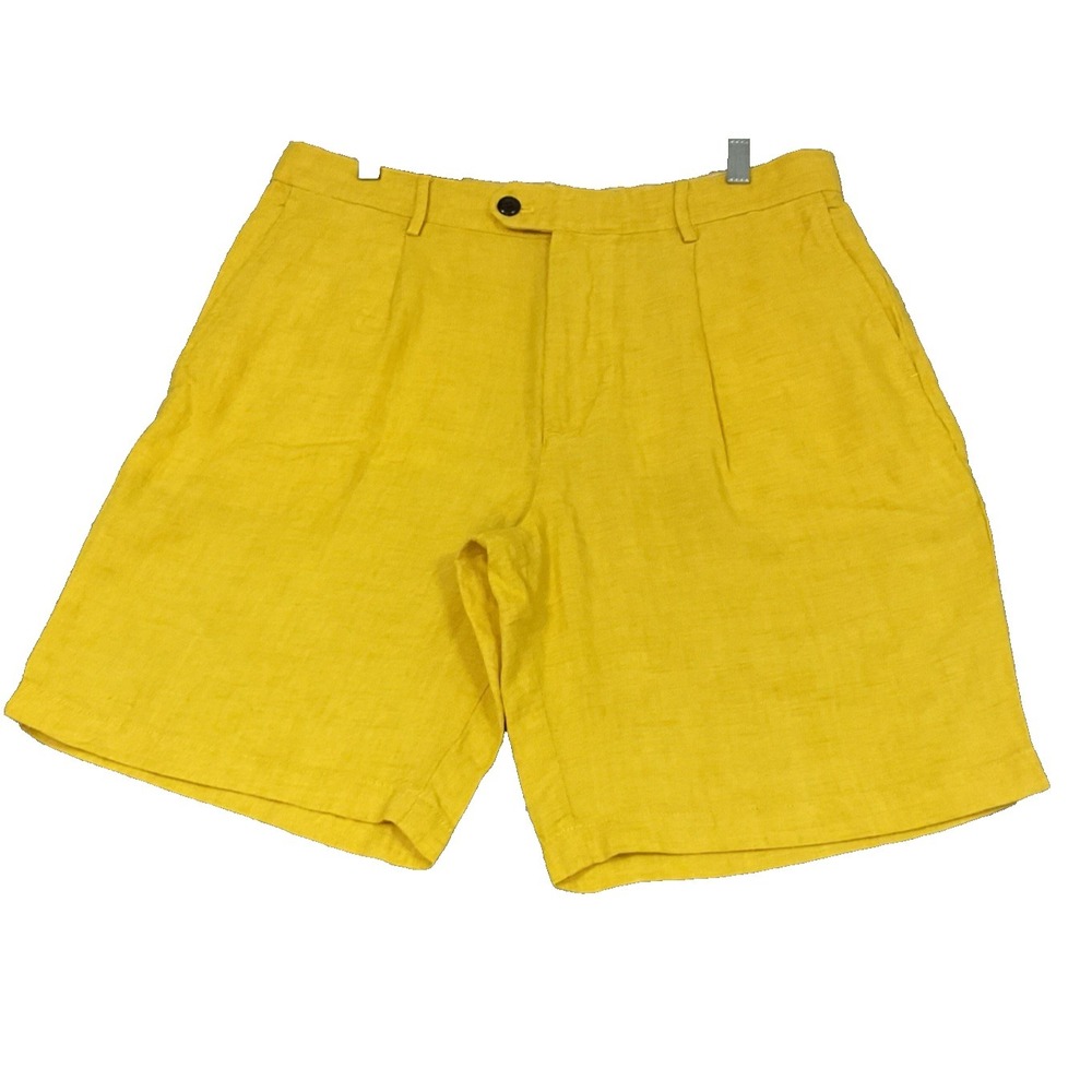 NWT Banana Republic 100% Linen Shorts 9 inch Men's Size 33 Yellow Chino Preppy